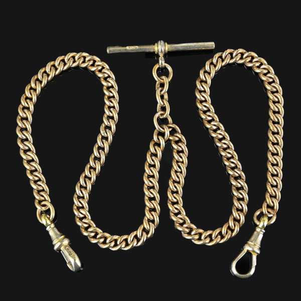 Double Albert Thomas Hopwood Rolled Gold Watch Chain Necklace - Boylerpf