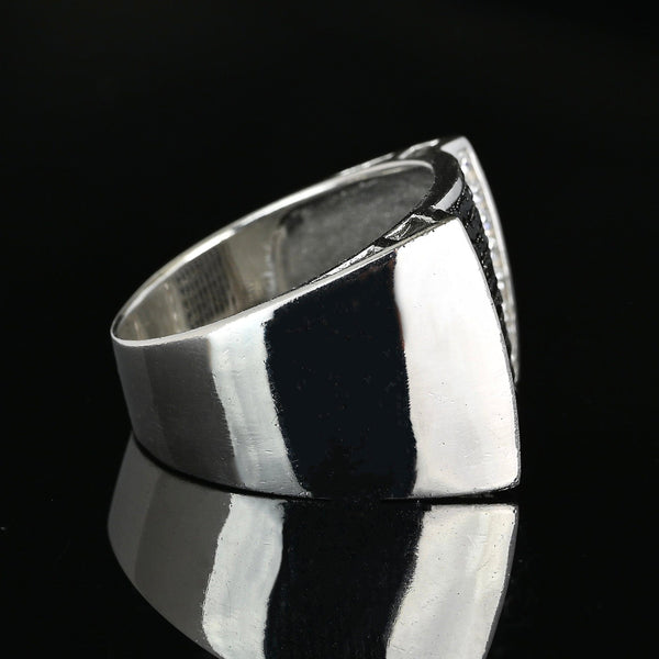 Vintage Black & White Diamond Sterling Signet Ring