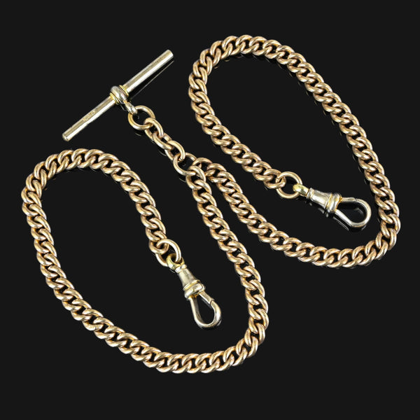 Double Albert Thomas Hopwood Rolled Gold Watch Chain Necklace - Boylerpf