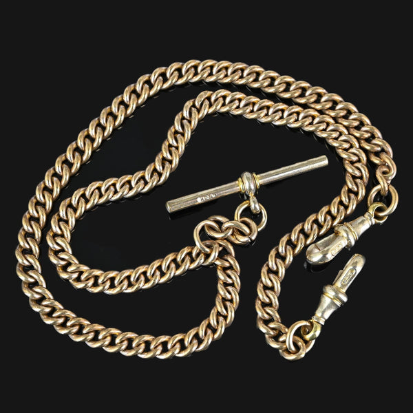 Double Albert Thomas Hopwood Rolled Gold Watch Chain Necklace - Boylerpf