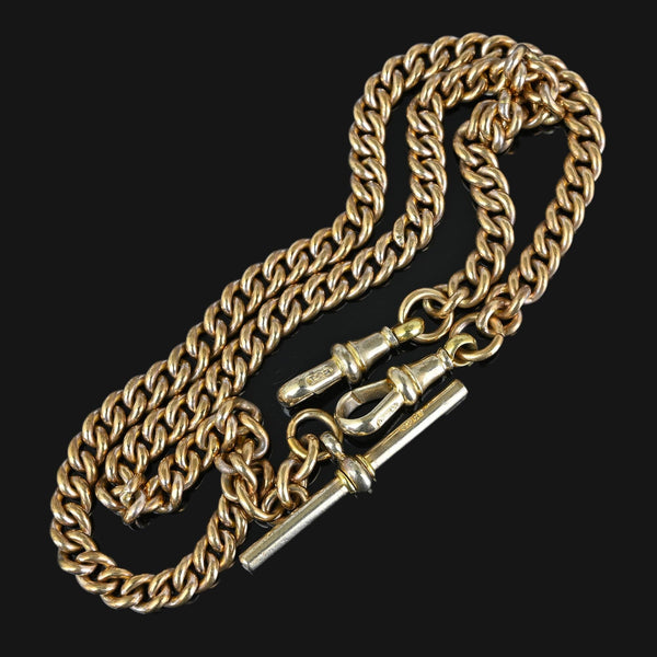 Double Albert Thomas Hopwood Rolled Gold Watch Chain Necklace - Boylerpf