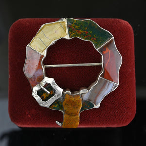Antique Victorian Scottish Agate Garter Buckle Brooch - Boylerpf