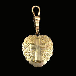Antique Victorian Faith Hope Love Heart Locket Pendant - Boylerpf