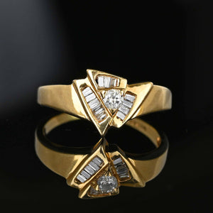 Gold Triangle Round & Baguette Diamond Ring - Boylerpf