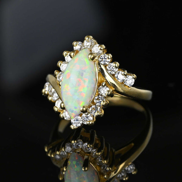 Vintage 14K Gold Marquise Opal Statement Cocktail Ring - Boylerpf