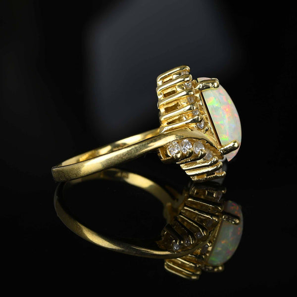 Vintage 14K Gold Marquise Opal Statement Cocktail Ring - Boylerpf