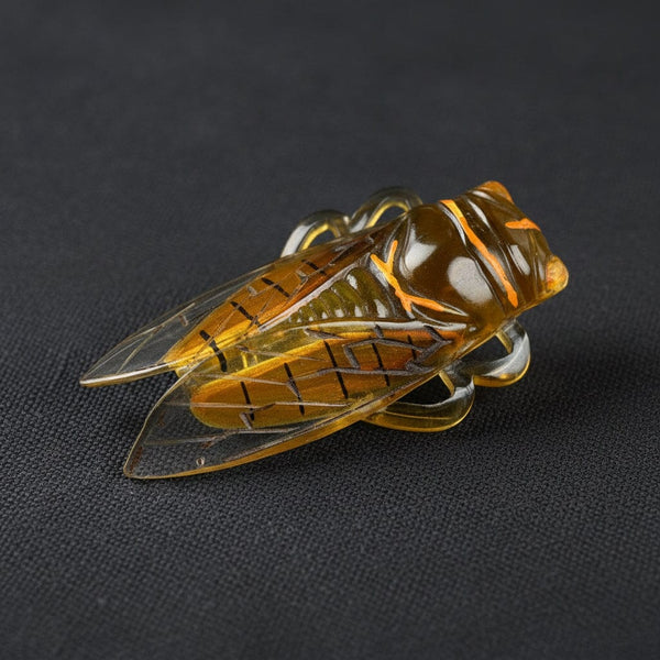 Antique French Art Deco Enamel Cicada Brooch