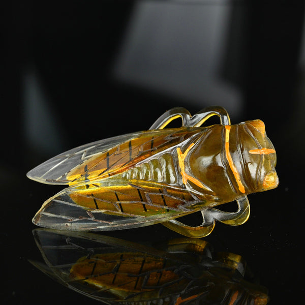 Antique French Art Deco Enamel Cicada Brooch