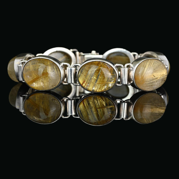 Vintage Rutilated Quartz Sterling Silver Bracelet