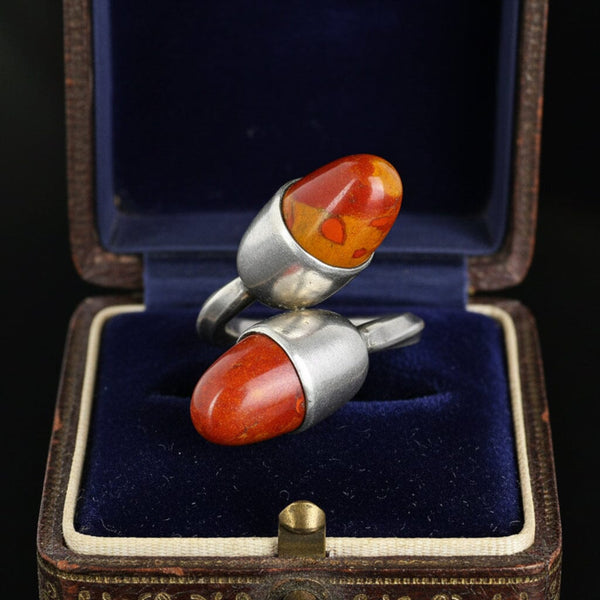 Vintage Noreena Jasper Bypass Ring Sterling Silver