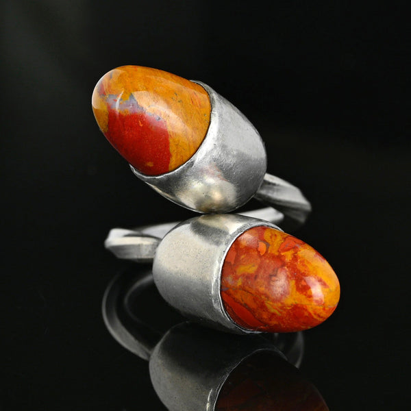 Vintage Noreena Jasper Bypass Ring Sterling Silver