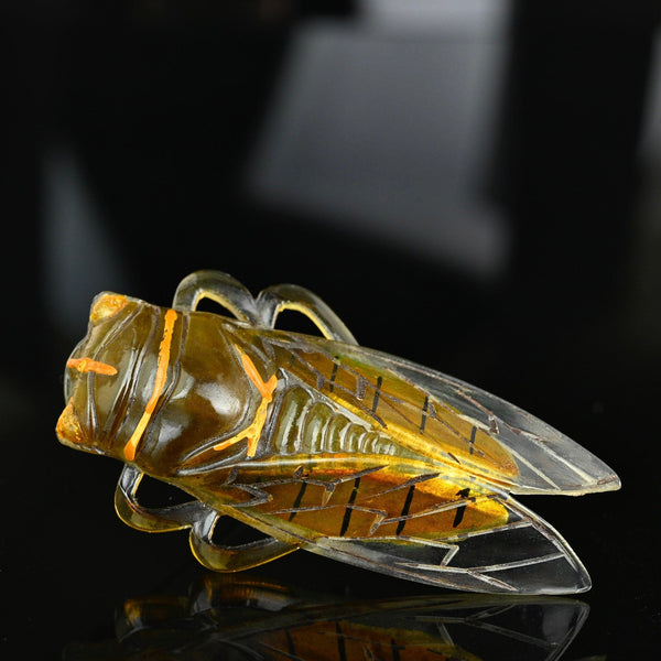 Antique French Art Deco Enamel Cicada Brooch