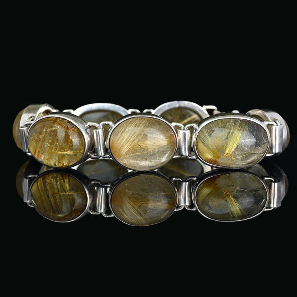 Vintage Rutilated Quartz Sterling Silver Bracelet