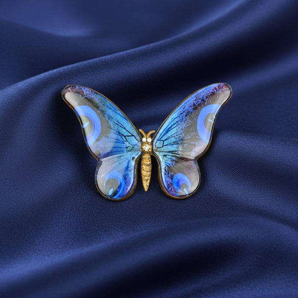 DEPOSIT Art Deco Czech Glass Morpho Butterfly Wing Brooch