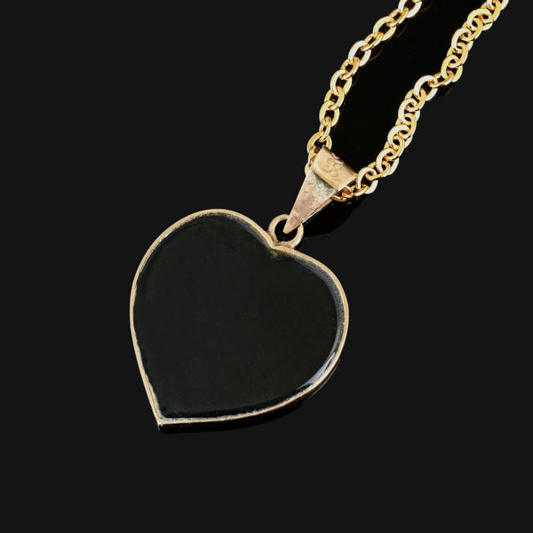 Vintage Black Onyx Heart Opal Butterfly Pendant in 14K Gold - Boylerpf