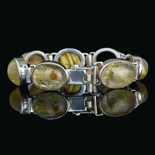 Vintage Rutilated Quartz Sterling Silver Bracelet
