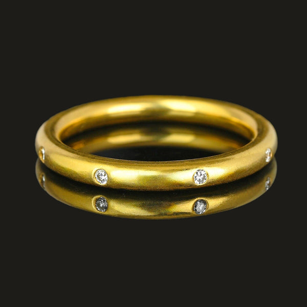 Vintage 18K Gold Etoile Diamond Ring with Donut Band