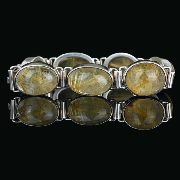 Vintage Rutilated Quartz Sterling Silver Bracelet