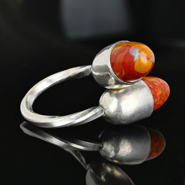 Vintage Noreena Jasper Bypass Ring Sterling Silver