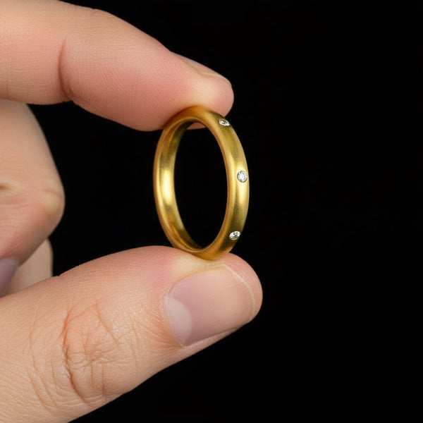 Vintage 18K Gold Etoile Diamond Ring with Donut Band