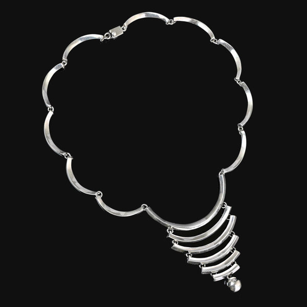 Vintage Mexican Modernist 980 Silver Necklace
