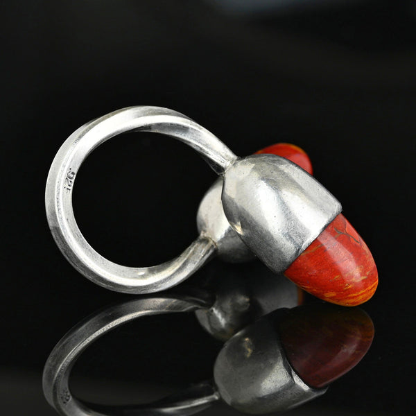 Vintage Noreena Jasper Bypass Ring Sterling Silver