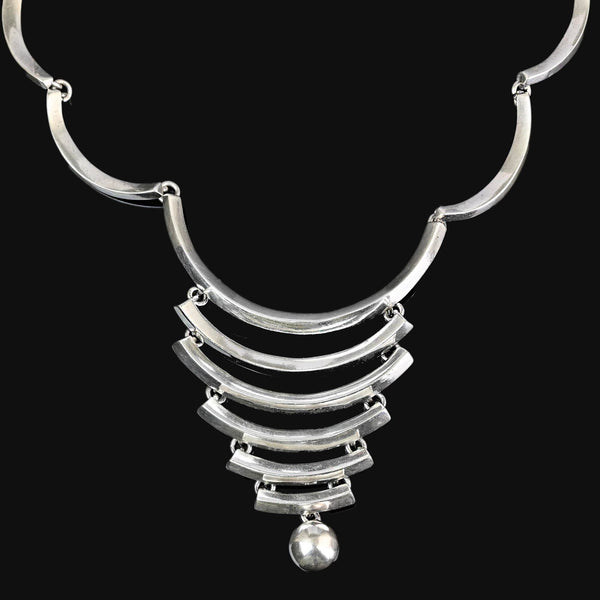Vintage Mexican Modernist 980 Silver Necklace
