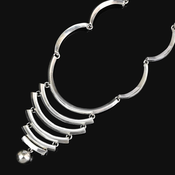 Vintage Mexican Modernist 980 Silver Necklace
