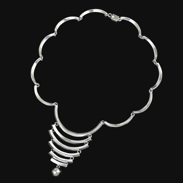 Vintage Mexican Modernist 980 Silver Necklace