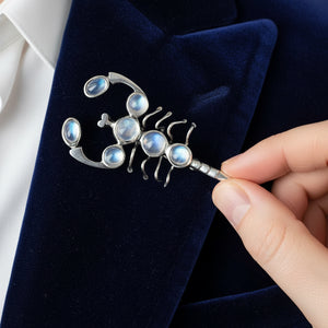 Antique Silver Cabochon Moonstone Scorpion Brooch - Boylerpf