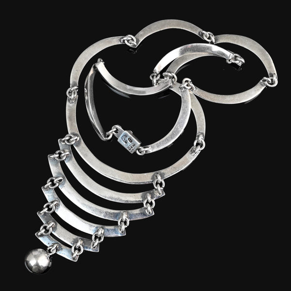 Vintage Mexican Modernist 980 Silver Necklace