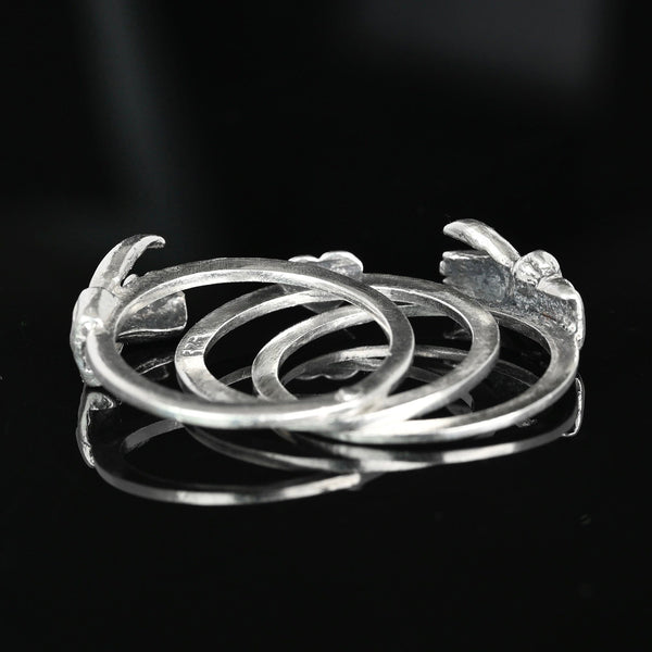 Sterling Silver Heart Interlocking Claddagh Fede Gimmel Ring