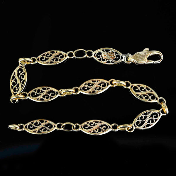 Vintage Solid 14K Gold Filigree Bracelet - Boylerpf