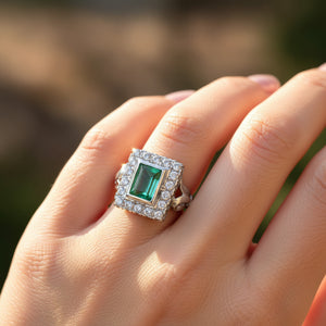 Art Deco Style 2 Carat Columbian Emerald and Diamond Ring - Boylerpf