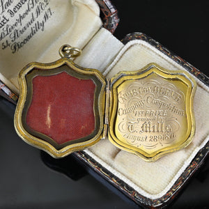 Antique Victorian Shield Shaped Bloodstone Locket, C. 1871 - Boylerpf