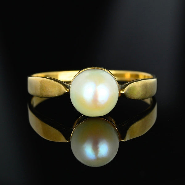 Antique Edwardian 14K Gold Akoya Pearl Ring
