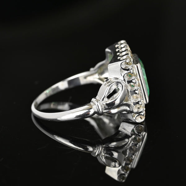 Art Deco Style 2 Carat Columbian Emerald and Diamond Ring - Boylerpf