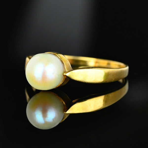 Antique Edwardian 14K Gold Akoya Pearl Ring