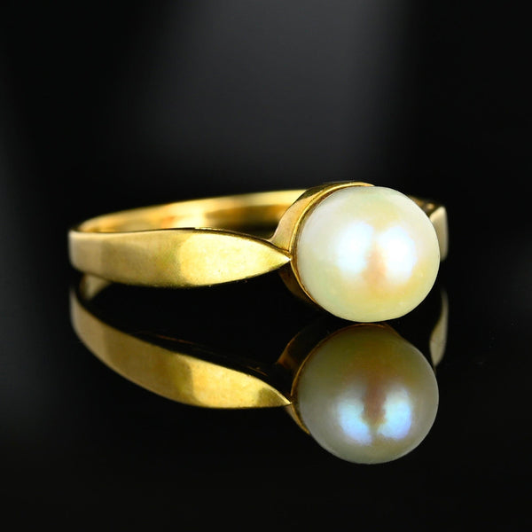 Antique Edwardian 14K Gold Akoya Pearl Ring
