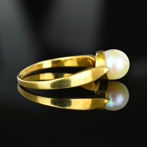 Antique Edwardian 14K Gold Akoya Pearl Ring