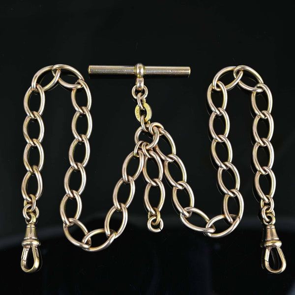 Antique Wide Curb Double Albert Watch Chain Necklace - Boylerpf