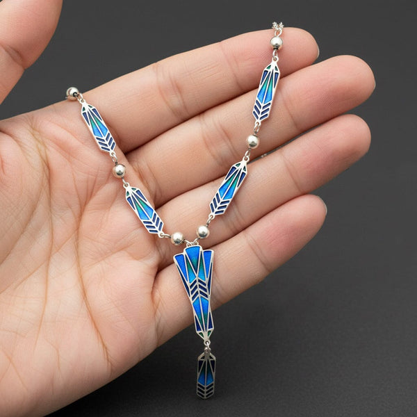Pat Cheney Vintage Enamel Necklace, Scottish Art Nouveau - Boylerpf
