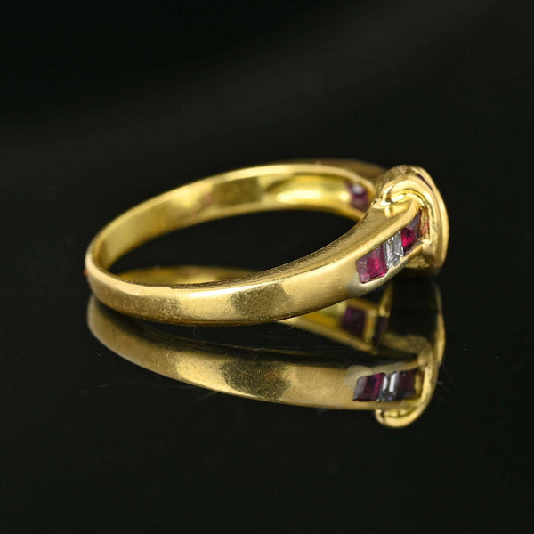 Love Knot 18K Gold Ruby Baguette Diamond Ring Band - Boylerpf