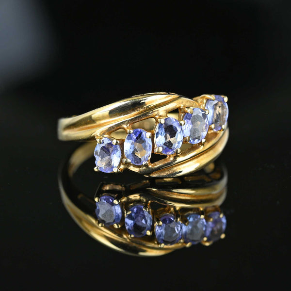 Vintage Gold Bypass Five Stone Tanzanite Ring - Boylerpf