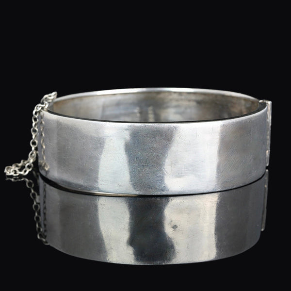 Antique Victorian Floral Engraved Silver Bracelet Bangle - Boylerpf