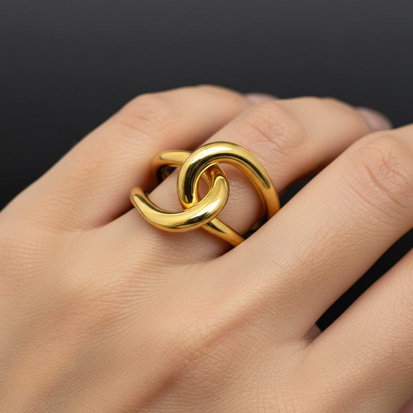 Vintage 18K Gold Love Knot Ring, Bold Infinity Statement - Boylerpf