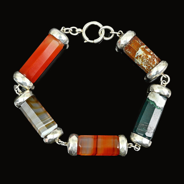 Antique Octagonal Barrel Scottish Banded Agate Bracelet
