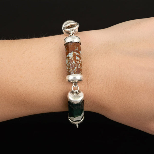 Antique Octagonal Barrel Scottish Banded Agate Bracelet
