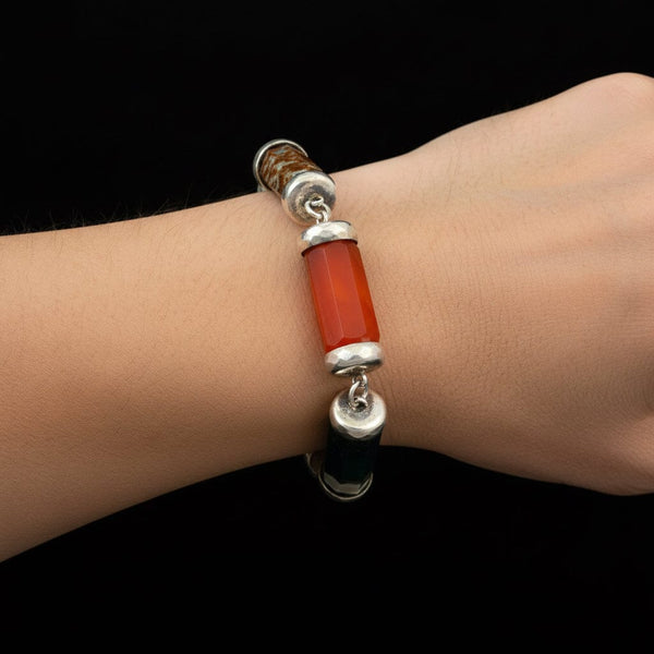 Antique Octagonal Barrel Scottish Banded Agate Bracelet