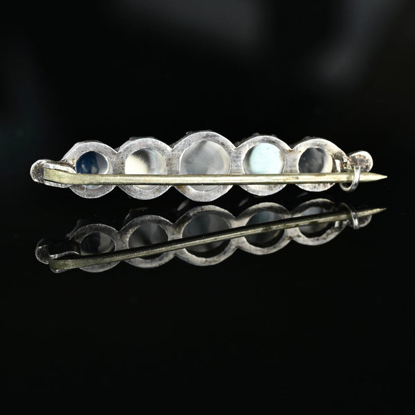 Antique Victorian Silver Cabochon Moonstone Brooch